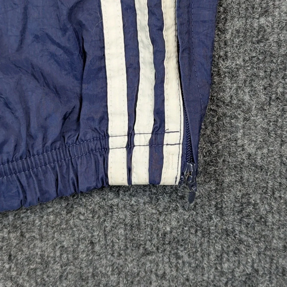 Adidas Vintage Track Pants Navy Blue White Stripe Nylon Windbreaker Mens XL